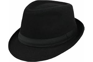 Mens Classic Plaid Manhattan Structured Gangster Trilby Fedora Hat Cuban Style Derby Hat Jazz Cap (Size M-L/7 1/4)