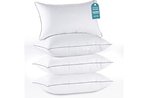 HUXMEYSON Pillows Standard Size Set of 4, Bed Pillows Set of 4, Down Alternative Luxury Hotel Pillows for Sleeping and for Side and Back Sleepers