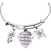 The Love between a Grandmother and Granddaughter is Forever Adjustable Bracelet Expandable Charm Bracelet Bangle Gift Daisy Butterfly Personalization Custom Option