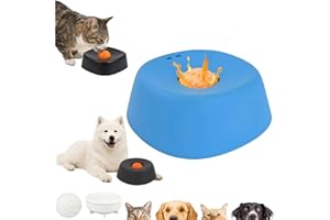 Dog Lick Dowl Roller Ball, Lick Ball for Dogs, Enrichment Lick Bowl with Anti-Slip Base for Yogurt, Bone Broth & Puree, Mental Stimulation Hydration Dish for Puppies & Senior Dogs (Blue)