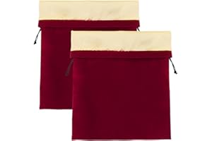Segbeauty 2pack Hair Dryer Storage Bag, 15.7x11.8 Large Satin Lined Storage Bags, 40x30cm Velvet Drawstring Bags, Velvet Jewelry Pouches Blow Dryer Bag with Drawstring for Hair Tools Hotel Red