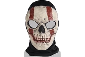 Disratw Airsoft Mask Balaclava Ghost Skull Full Face Mask with PC Goggles for Cosplay Halloween Outdoor Paintball Cycling