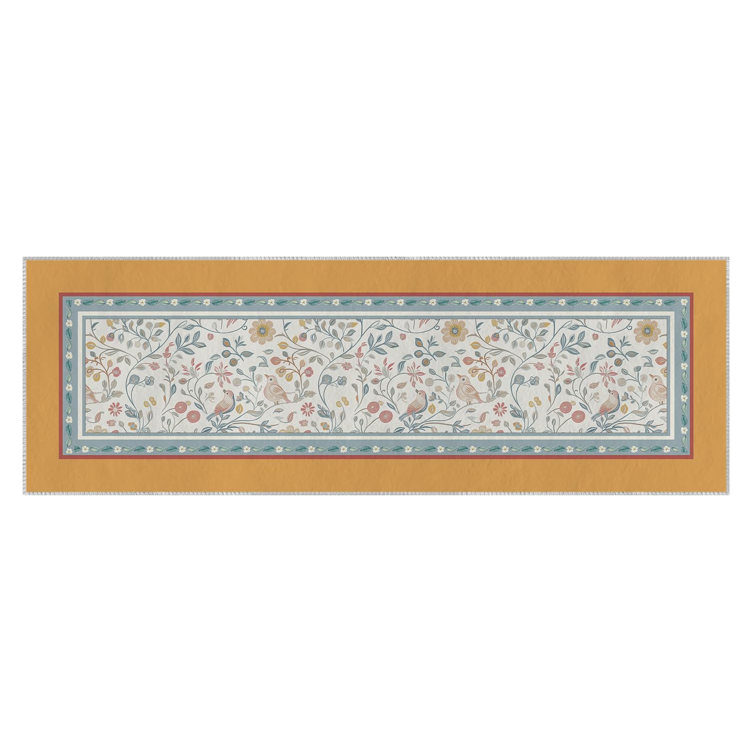 Photo 1 of Artoid Mode Orange Bird Floral Spring Runner Rug, Summer Home Decor Low-Profile Non-Slip Washable Area Rug for Entryway Bedroom Kitchen Laundry Room Indoor 2x6 Feet