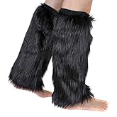 Barelove Women's Faux Fur Leg Warmers, Plush Soft Furry Fluffy Winter Long Boot Cuff Wrist Covers Boots Sleeves