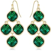 CLASSYZINT Gold Diamond Earrings For Women 4pcs Gold Plated Square Alloy Parts Dangle Earrings