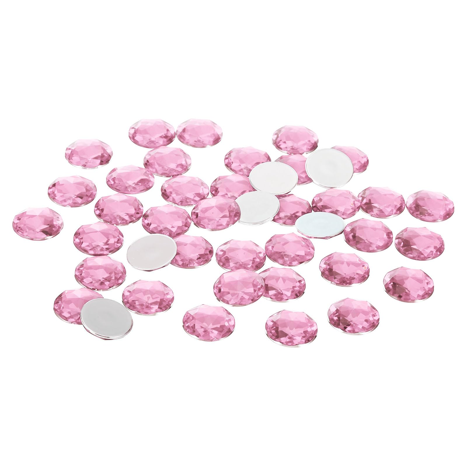 PATIKIL 25mm Flat Back Round Acrylic Rhinestones, 100 Pack Plastic Circle Gems for Jewelry Making Costume Embellishments Crafts, Rose Red