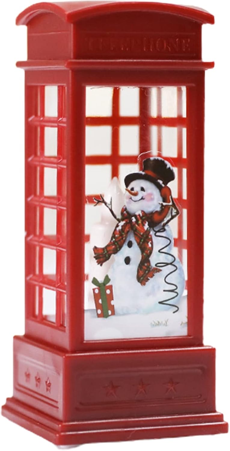 Snow Globes - cdar Christmas Snow Globe Christmas Lantern,Crystal in Telephone Booth Christmas Decoratives Lanterns, Christmas Decorations Indoor Home Decor Xmas Gift (Snowman) Red Snowman