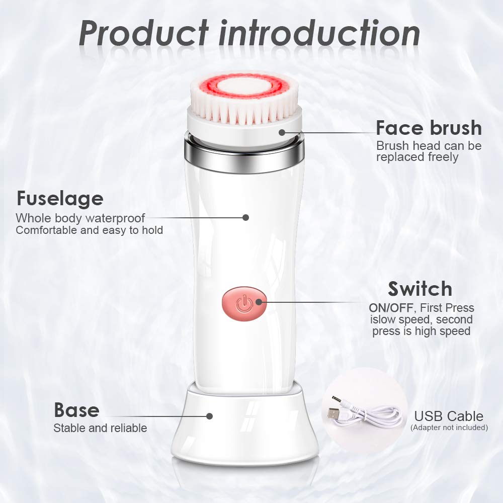 Facial Cleansing Brush Gift Kit, JOMARTO Waterproof Facial Cleansing Devices, Spin Brush with Replaceable Brush Heads, USB Rechargeable for Deep Cleansing, Gentle Exfoliating and Removing Blackhead: Beauty