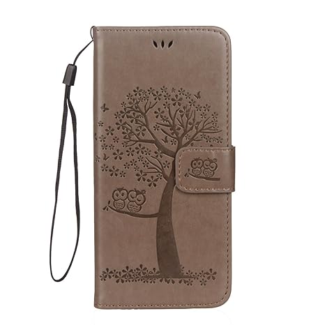 Felfy Kompatibel mit Galaxy S6 Edge Hülle Grau Flip Tasche mit Kartenfach Handyhüllen PU Leder Wallet Klapphülle Flip Book Ca
