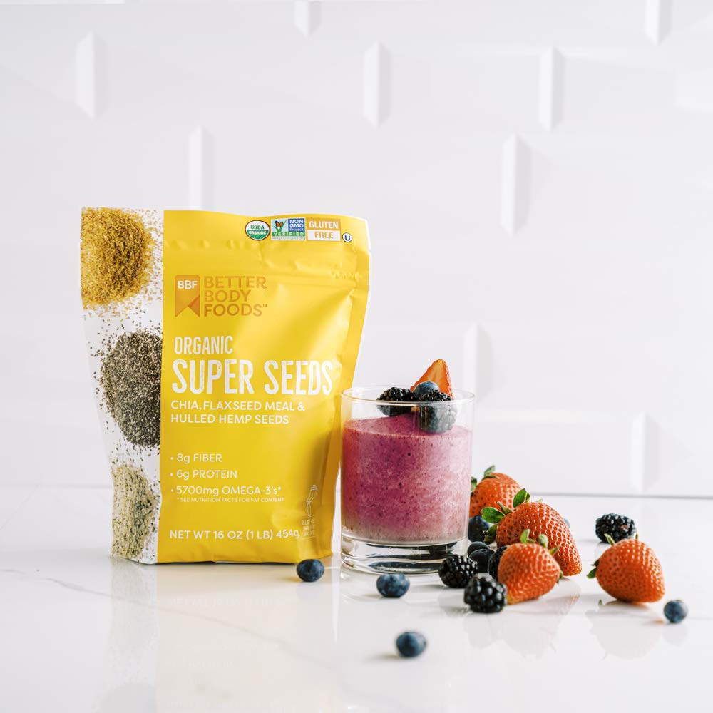 BetterBody Foods Superfood Organic Super Seeds Blend of Organic Chia Seeds, Milled Flax Seed