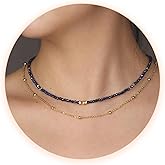 GDLKPYHS Beaded Necklaces for Women - 3mm Handmade Natural Stone Choker Healing Crystal Necklace Layered Gold Necklaces for Women Dainty Necklace Jewelry Gifts