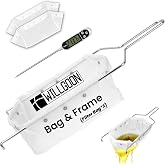 2 Pcs Deep Fryer Filter Bag &amp; Frame Set, Reusable Oil Strainer Compatible with 40L/60L Deep Fryers, Fine Mesh to Capture Crumbs, Durable for Home &amp; Commercial Use, with 1 Professional Food Thermometer
