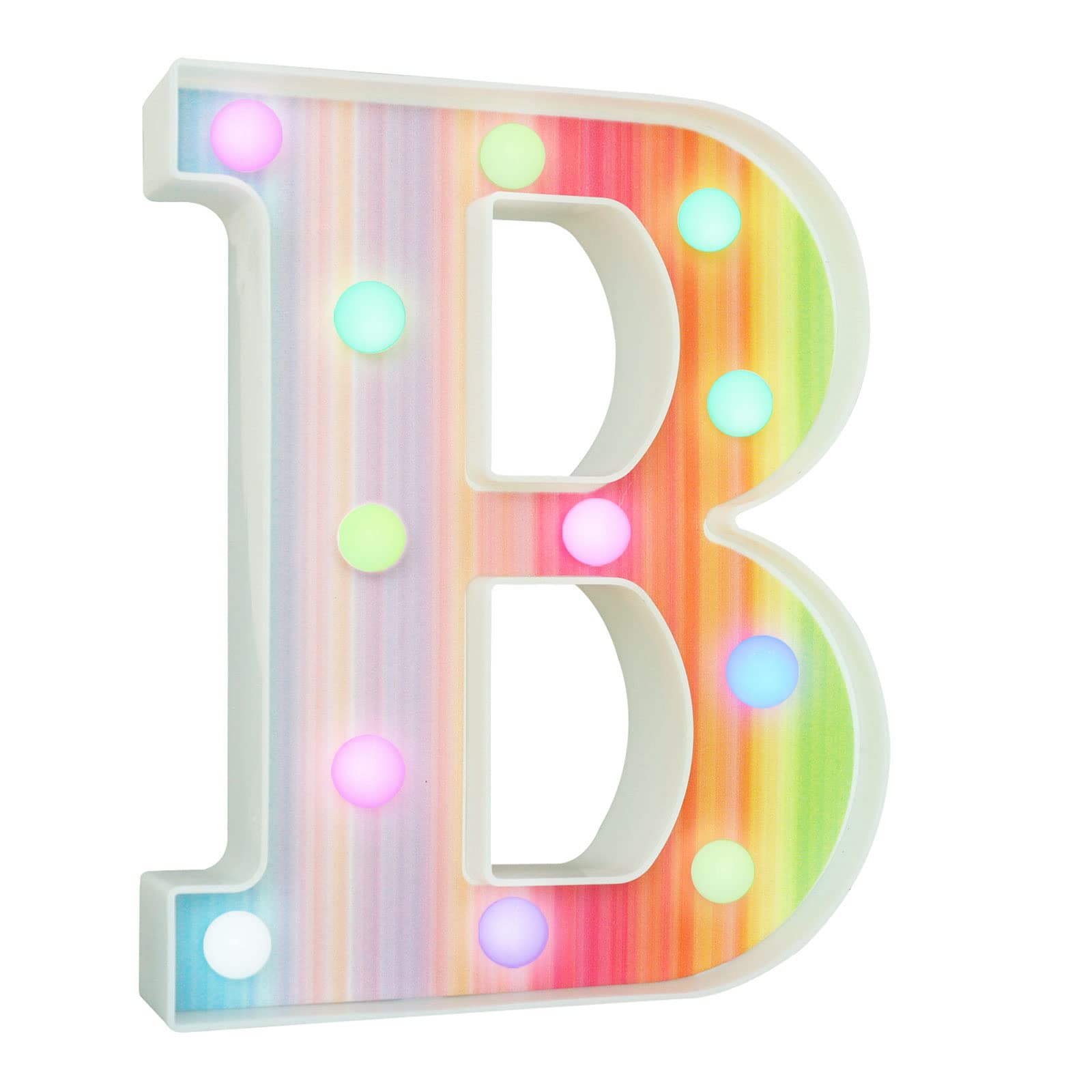 Rainbow Light Up Letters, Colorful LED Letter Lights 16 Color Changing Alphabet Sign Gifts for Girls Women Party Birthday Decorations Remote Night Light Christmas Valentine Wall Table Decor - B