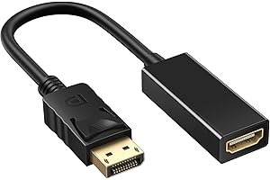Displayport to HDMI Adapter, ABLEWE 4K@30HZ Gold-Plated Displayport(DP) Male to HDMI Female Adapter with Audio,Black