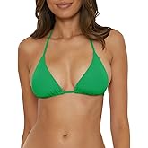 BECCA Women's Standard Color Code Triangle Bikini Top, Adjustable, Tie Back, Swimwear Separates, Verde, Medium