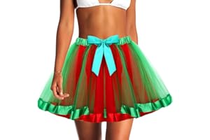 Jewemia Rainbow Tutu Skirts Colorful Tulle Tutu Christmas Tutu Party Dance Skirt Running Skirts for Women and Girls