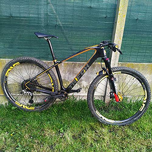 TRIFOX 27.5/29er Gold Carbon Fiber Mountain Bike Frame Carbon MTB Bicycle Frame 31.6mm Thru Axle Compatible (Yellow, 19inch)