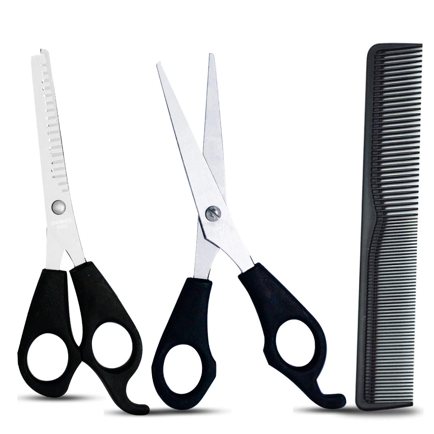 Xfantong 6.3 Inch Hair Scissors Set, Professional Hairdresser Teeth Shears Hair Thinning Tools with Comb for Salon, Barbers or Home Use, Light For Women Kids Men (Silver)