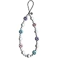 Drawwind Phone Charm Strap Universal Cell Phone Lanyard Wrist Strap Beaded Phone Chain String Handmade Phone Case Accessories for Women Girls (Smiley Face)