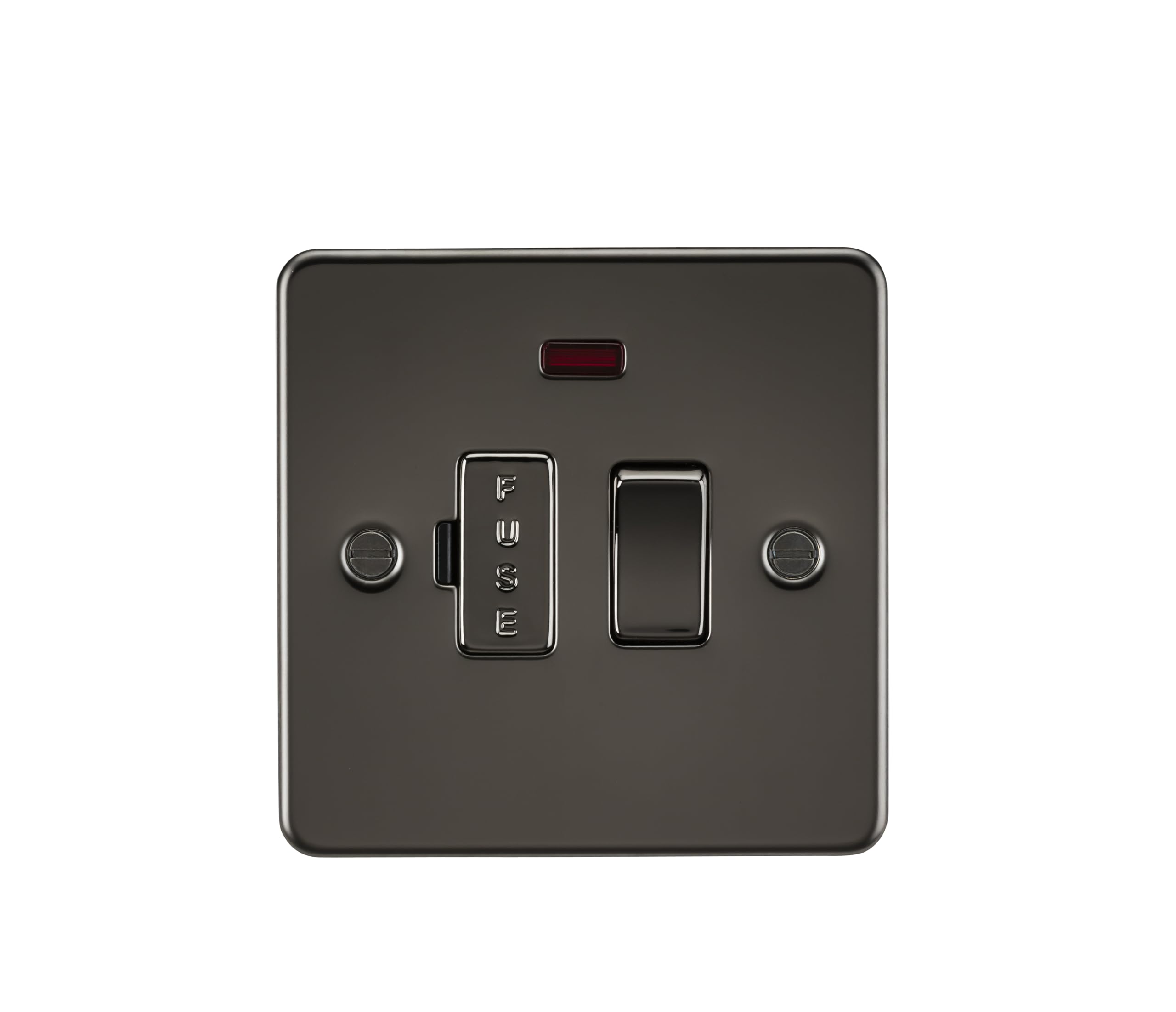 Knightsbridge FP6300NGM 13 A Flat Plate Switched Fused Spur Unit with Neon, Gun Metal