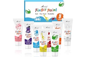 AROIC 8PCS Washable Finger Paint, Non-Toxic Finger Paints 8Colors(1.05fl oz), Art Supplies Painting Supplies Gifts, Hand Paint DIY Crafts for Children Age 12+ and Adults