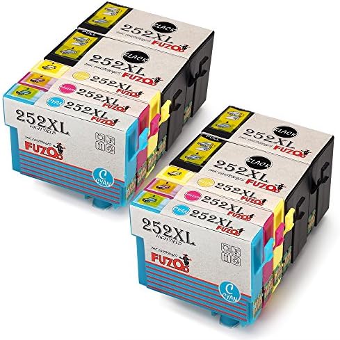 FUZOO High Yield 252XL Compatible Ink Cartridges replacement for 252 XL ink, 4 Black 2 Cyan 2 Magenta 2 Yellow, for Workforce WF-3620 WF-3640 WF-7610 WF-7620 WF-7110 WF-7710 WF-7720 WF-7210 WF-3630