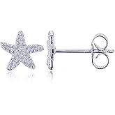 925 Sterling Silver Polished Starfish Stud Earrings for Women | 7mm Gold Plated Hypoallergenic Studs