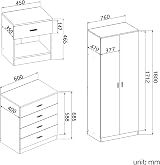 ELEGANT Cream Oak 2 Door Wardrobe Set with 4 Drawers & Nightstand view 7