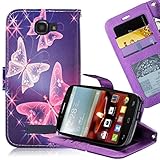 One Touch Fierce 2 (7040T) Case, Cellularvilla [Stand Feature] [Slim Fit] Wallet Case, Premium PU Leather Case Flip Cover [Card Slots] For Alcatel One Touch Fierce 2 7040T (T-Mobile) (Ultra Butterfly)
