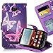 One Touch Fierce 2 (7040T) Case, Cellularvilla [Stand Feature] [Slim Fit] Wallet Case, Premium PU Leather Case Flip Cover [Card Slots] For Alcatel One Touch Fierce 2 7040T (T-Mobile) (Ultra Butterfly)