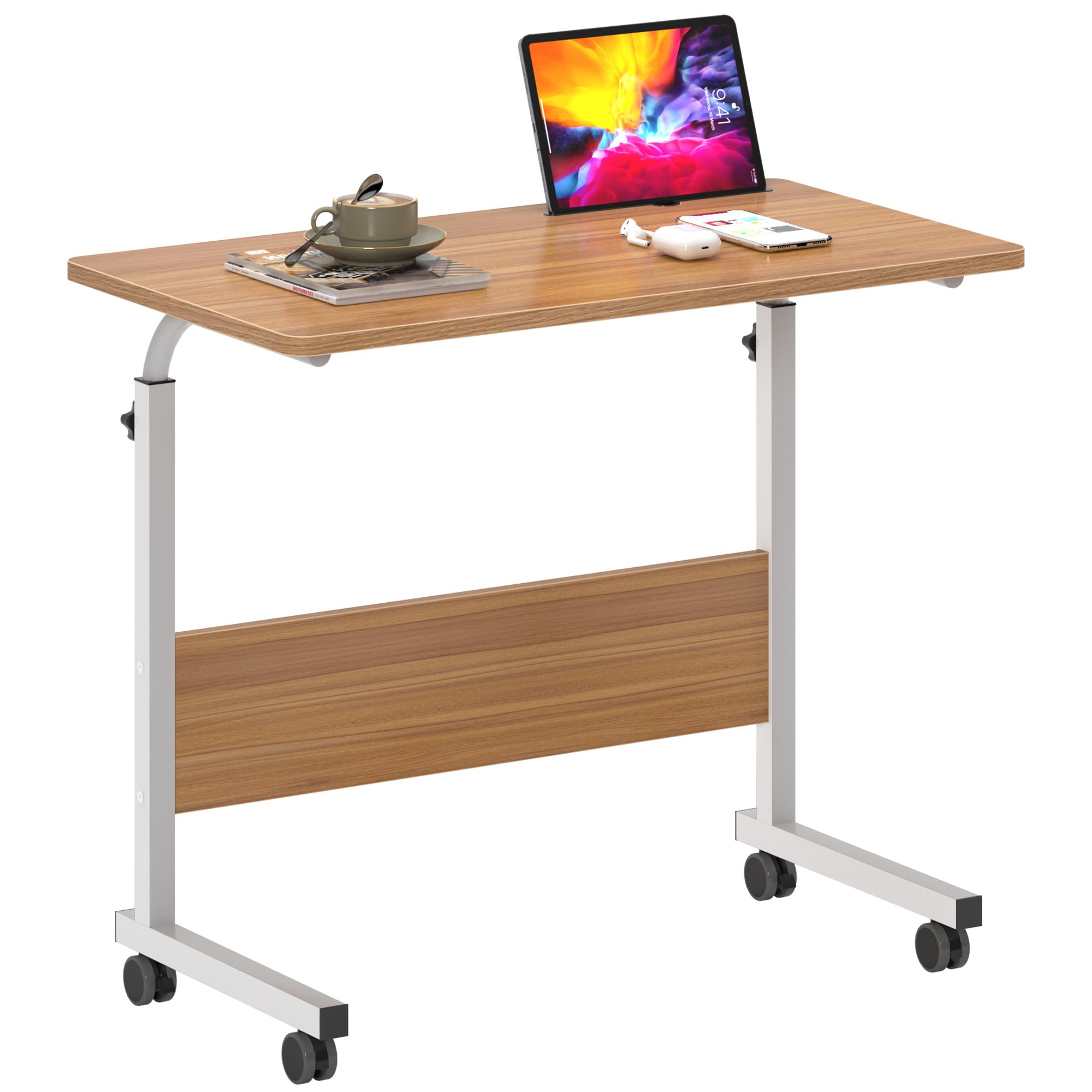 SogesHome Mobile Work Table Computer Desk Adjustable Height Side Table for Sofa Bed Hospital Infirmary Reading Eating 80 x 40 cm, 05#3-80OK-SH