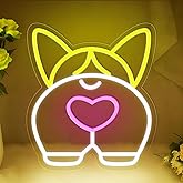 Dog Neon Sign for Wall Decor,Dimmable Cute Corgi Dog Neon Light Puppy Light Up Signs for Pet Shop Bedroom Party Bar Background Christmas Gifts Decorations