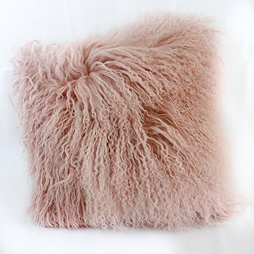 100% Real Mongolian Sheepskin Wool Cushion and Pillow Insert Included Home Decoration For Living Room Bedroom 16"X16" 18"X18" 20"X20" (pink, 20X20)