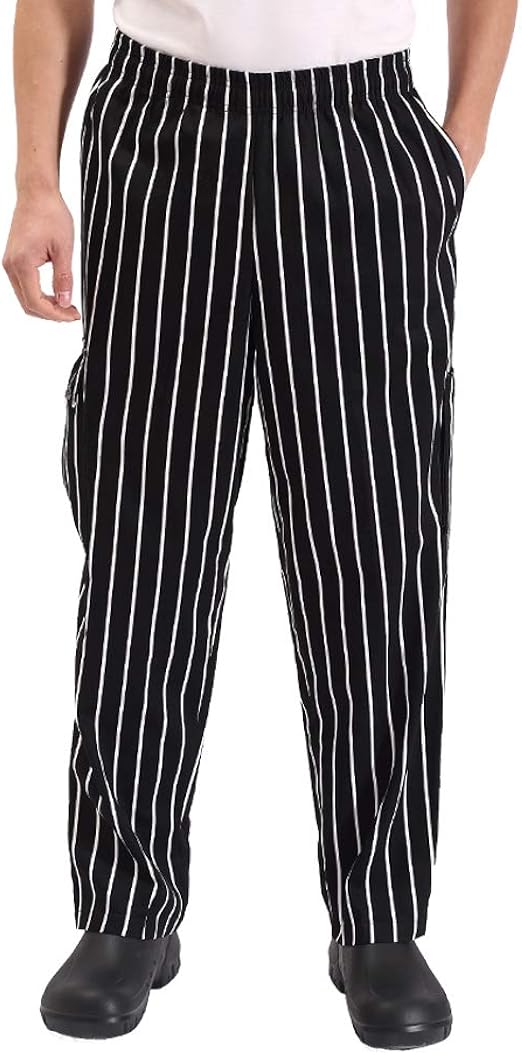 Men's Cotton Baggy Cargo Style Chef Pant Classic Black Kitchen and Cook