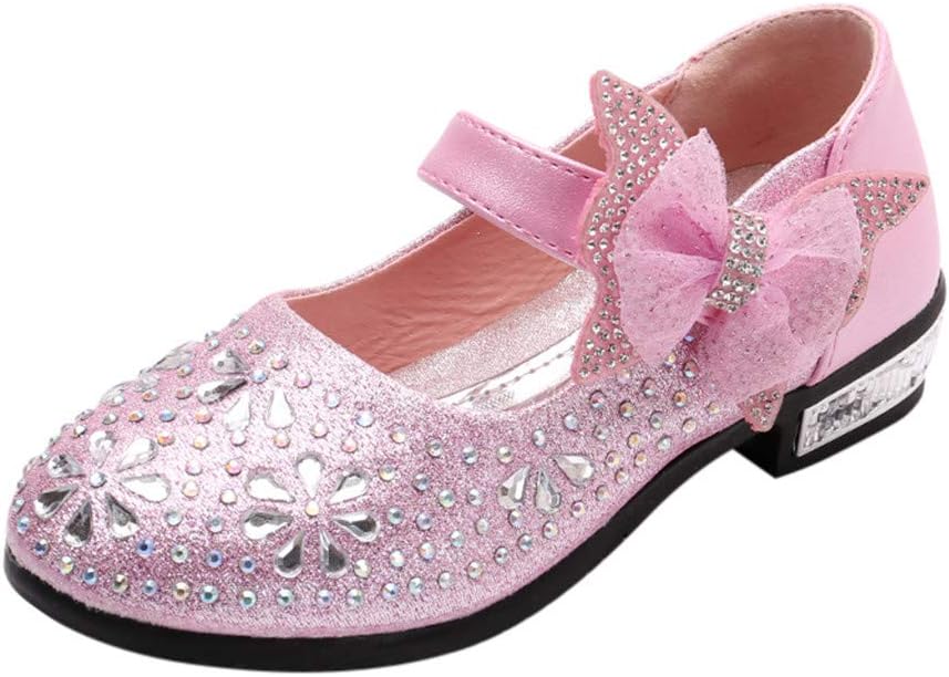 Girls Princess Cosplay Party Shoes Glitter Mary Jane Dress Shoes Low Heeled Party Shoes Sandals Toddler Kids Baby Girls Crystal Bling Sequins by LILICAT