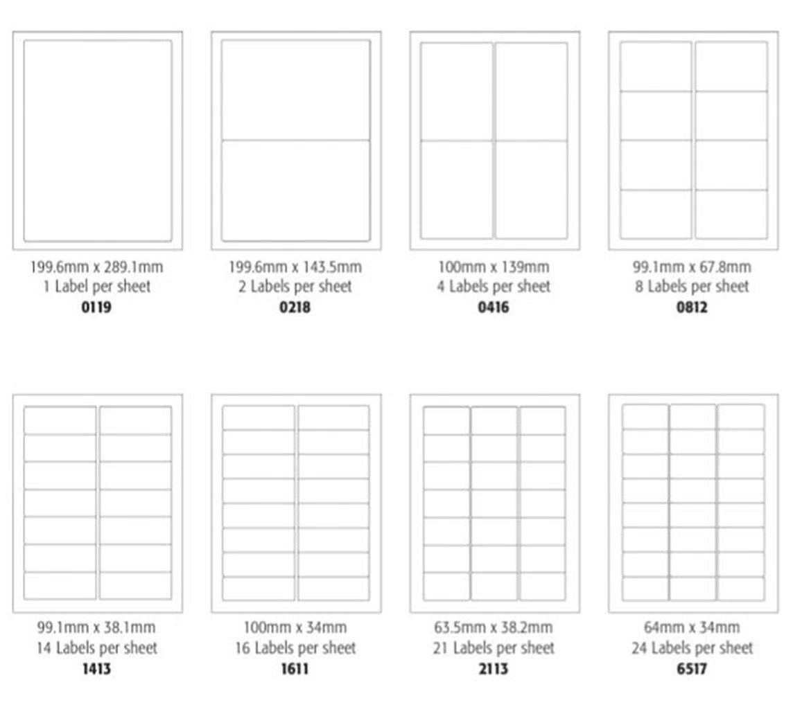 Blick Labels, White, 1 Per Sheet 100 Sheets, Rectangular, 199.6 x 289.1mm, 100 Labels, For Home, Office, Family, School