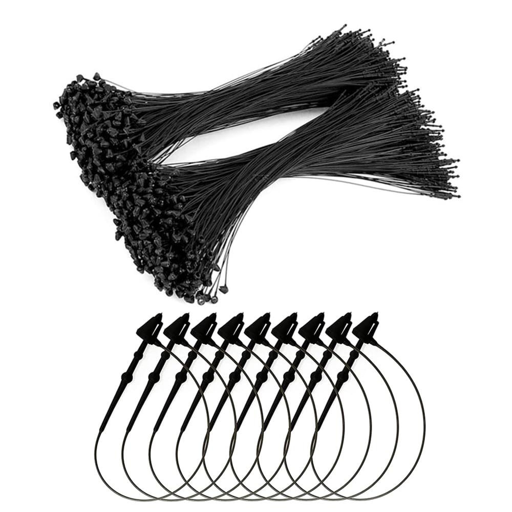Yesallwas 1000pc 7 Inch Plastic Fastener Hang Tag Snap Lock Pin Security Loop for Retail Store Clothing Accessory Price Pins (7 Inch Black)