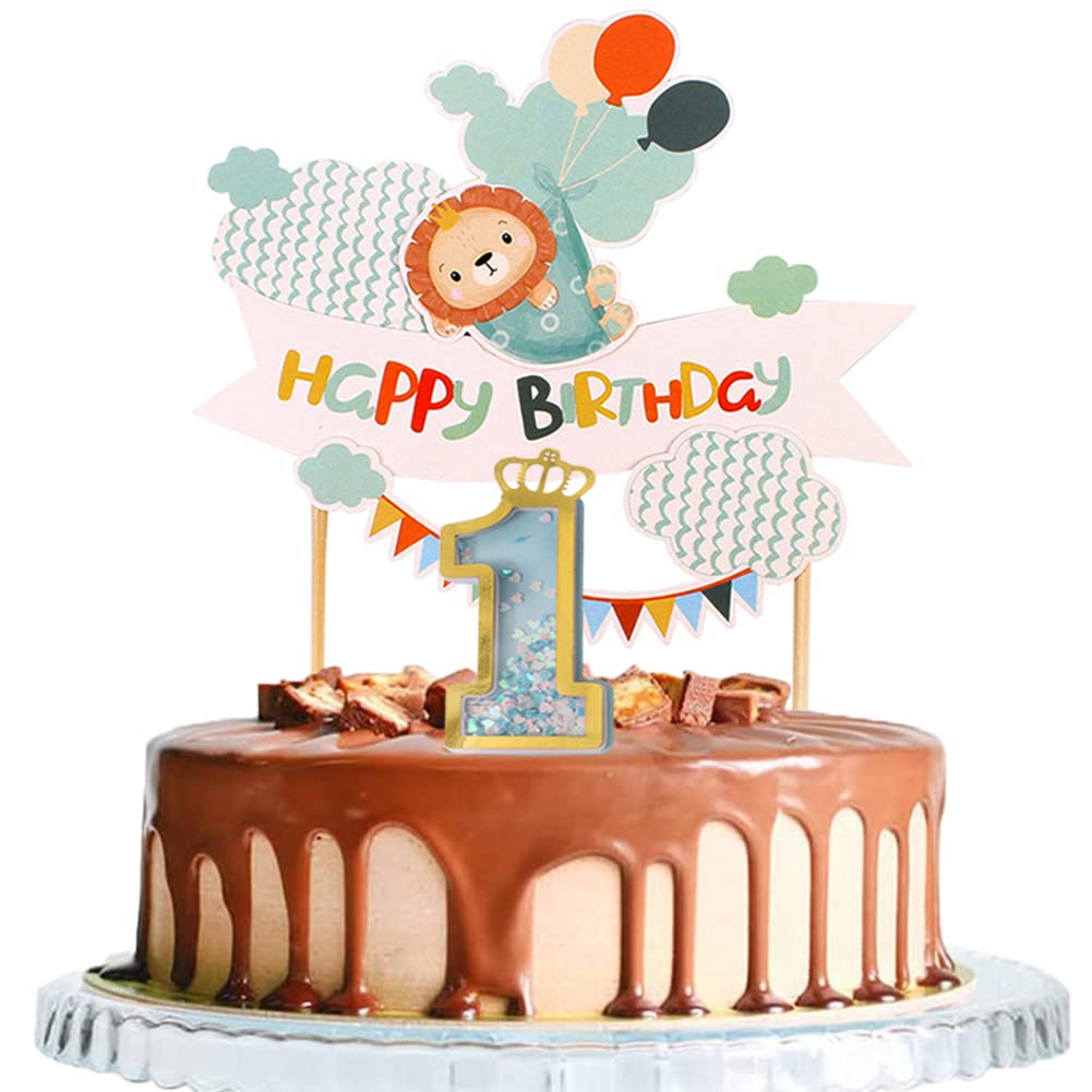 1st Birthday Cake Decoration Happy Birthday Cake Decoration Funny Animal 1 Year Birthday Cake Toppers