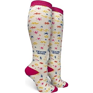 Groovy Things co Try me Bitch 15-20 mmhg Compression Socks