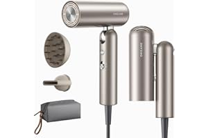 Dreame Pocket Pro Hair Dryer, Dual Voltage Travel Blow Dryer with Diffuser, 1300W Professional HighSpeed Ionic Hair Blower, Fast Drying, Low Noise, Lightweight, No Heat Damage, Global Travel 120V/240V