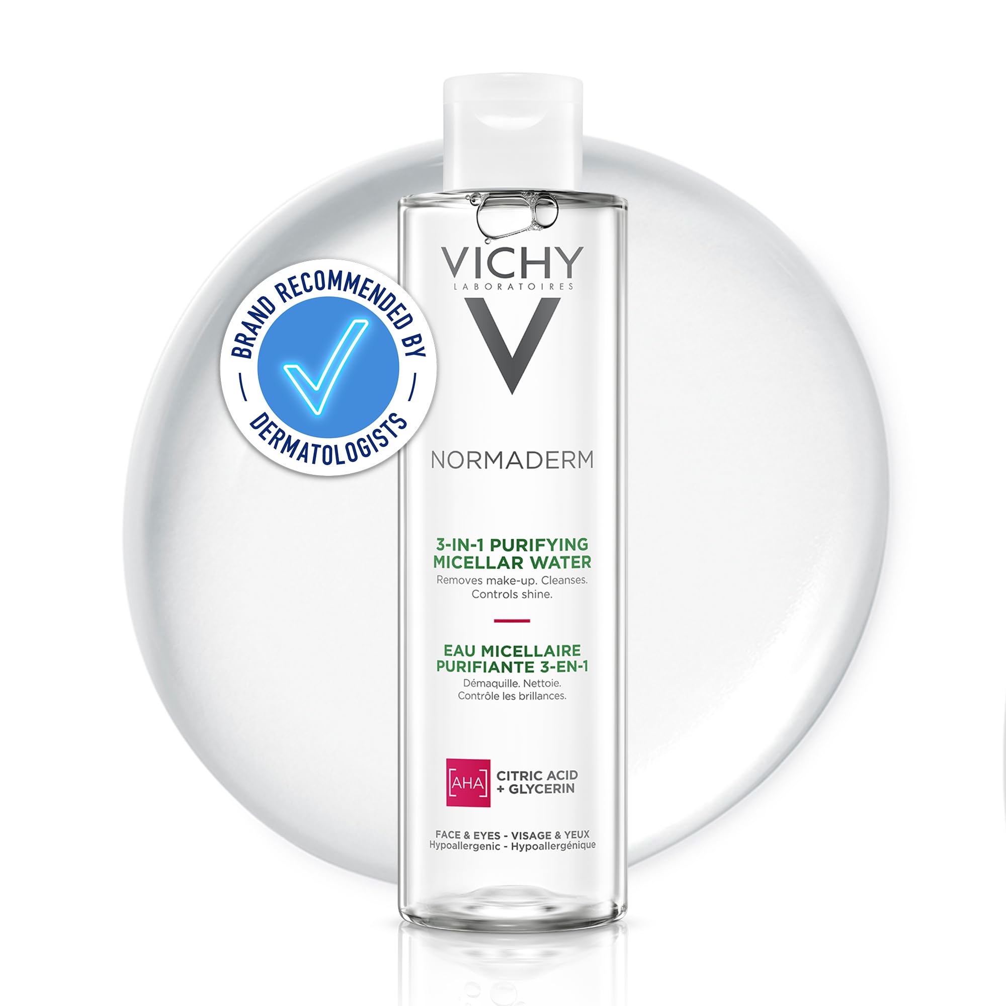 Vichy Normaderm 3-in-1 Purifying Micellar Water, Removes Impurities, Dirt & Makeup, Soothing & Refreshing, 200ml