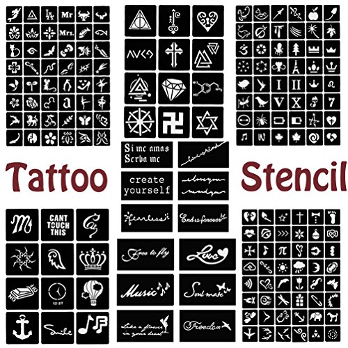 7 sheet tattoo stencil +100 self-adhesive temporary tattoo templa…