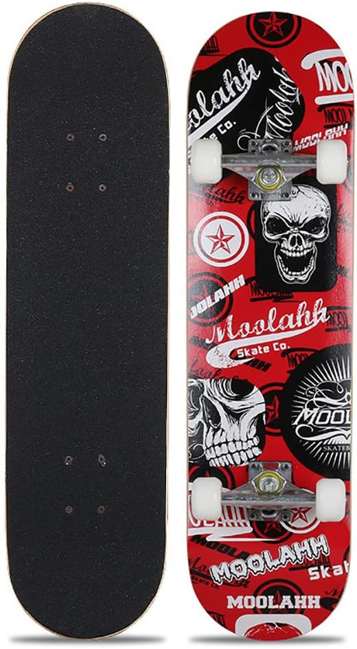MAOMAO Complete Skateboard 31" X 8" Skateboard Deck, Double Kick 7 Layer Maple Wood Adult Tricks Skate Board for Beginner, c
