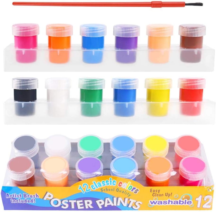 guoxia74534 6/12 Colors/Set Children Finger Painting, Paints Vibrant Colors Washable Gouache Paint Doodle Set for Kids Children