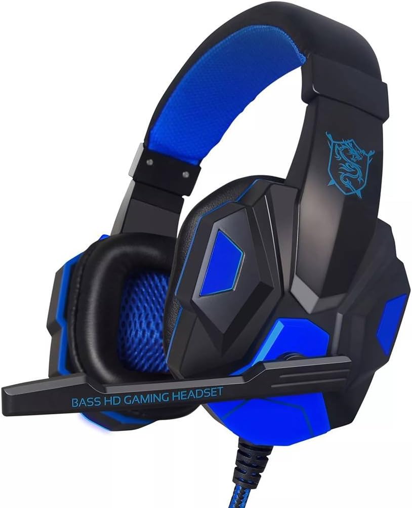 Gaming Headset for Xbox One/PS4/PC/Nintendo Switch|Noise Cancelling,Bass Surround Sound,Over Ear,3.5mm Stereo Wired Headphones with Mic for Clear Chat (Blue)