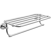 Moen Chrome Iso 24-Inch Wide Bathroom Hotel-Style Towel Shelf with Towel Bar, DN0794CH
