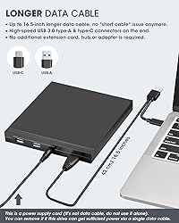ROOFULL External CD DVD Drive USB 3.0 & USB-C CD