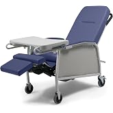 Lumex 3-Position Medical Recliner, Reclining Geri Chair with Wheels, Royal Blue