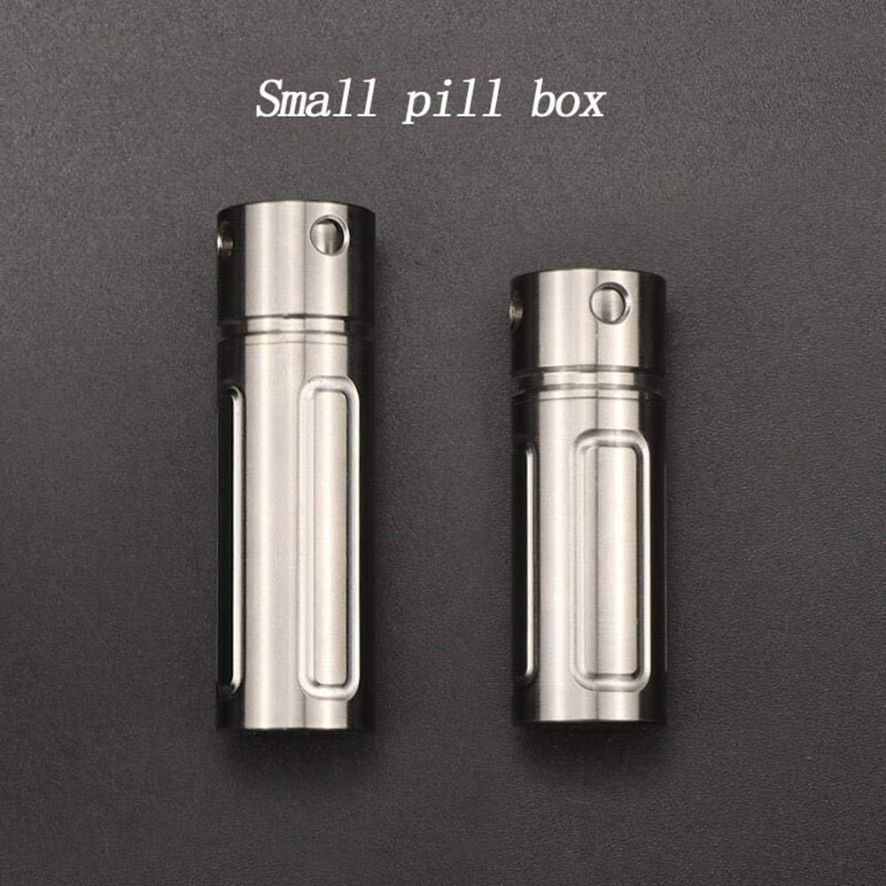 Keychain Pill Holder,Portable Titanium Waterproof Pill Box Container,Mini Pill Case for Outdoor Travel Purse or Pocket(2PCS), A