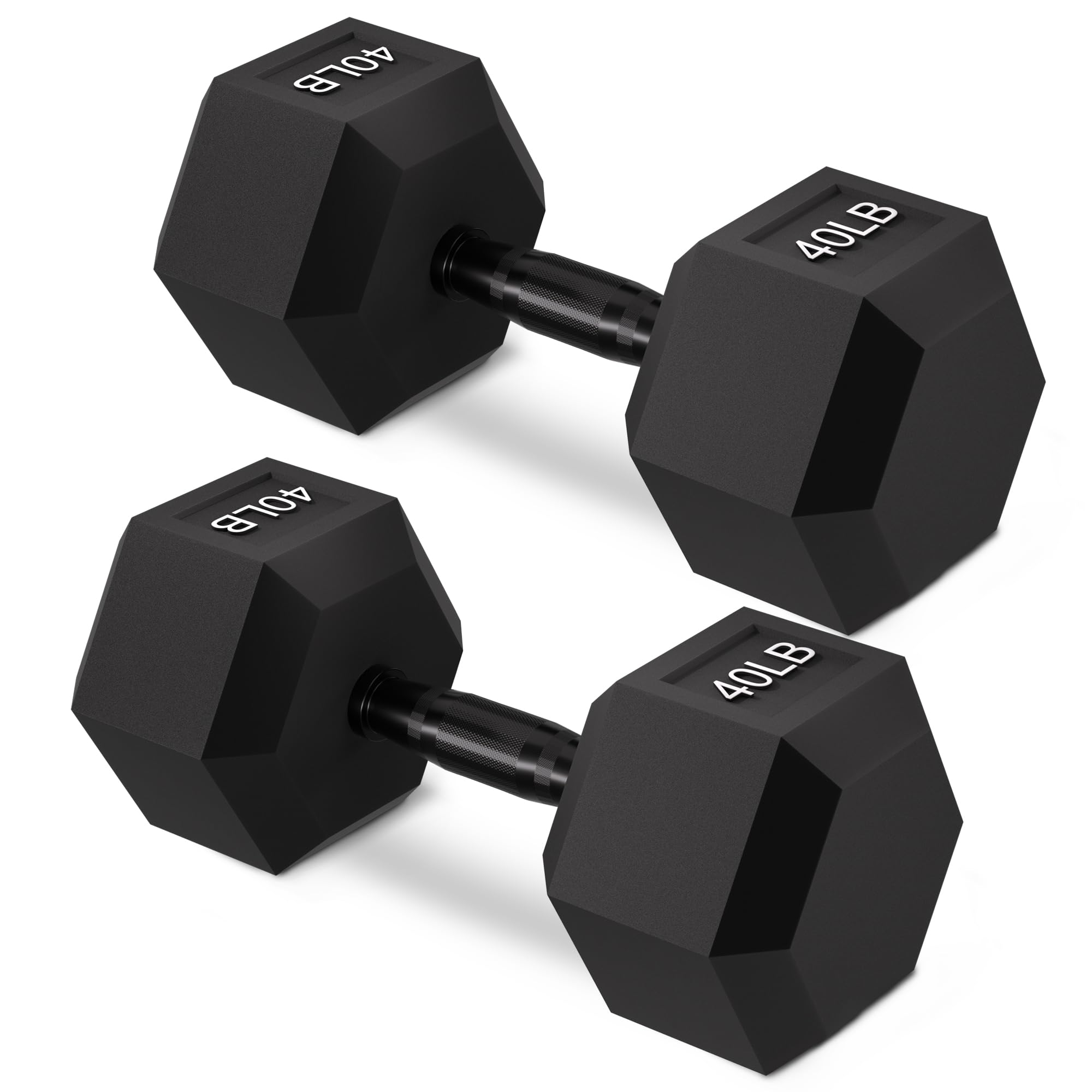 Photo 1 of ***Two boxes***BalanceFrom Rubber Encased Hex Weights Dumbbells Set, Cast Iron Hand Weights with Anti-Slip Grip for Home Gym Strength Training 40LB